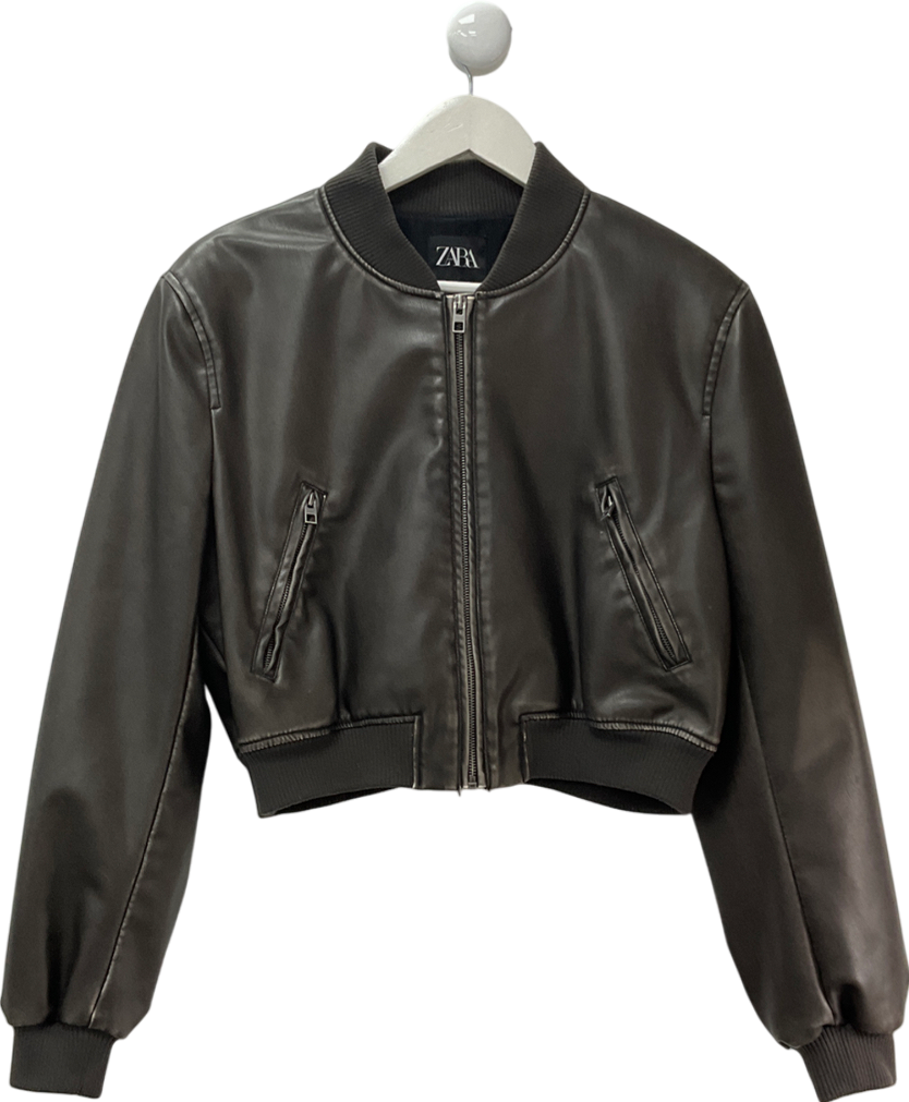 ZARA Black Cropped Biker Jacket UK M