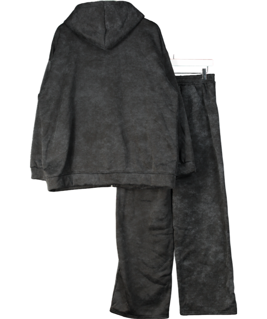 fluent Grey Crested Hoodie Black And Jogger Tracksuit UK L