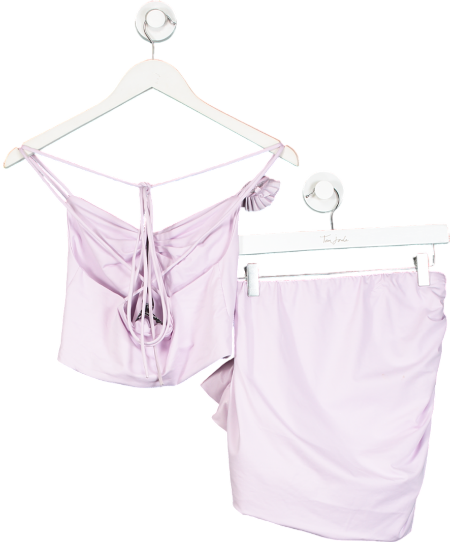 Lamarque Purple Azalia Ruched Mini Skirt And Tayana Hankerchief Top UK XS