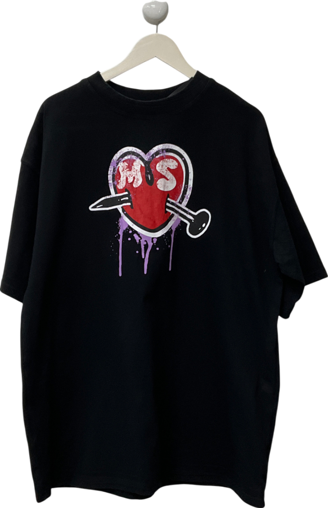 milana studios Black Heavyweight Hearts T-shirt UK XL