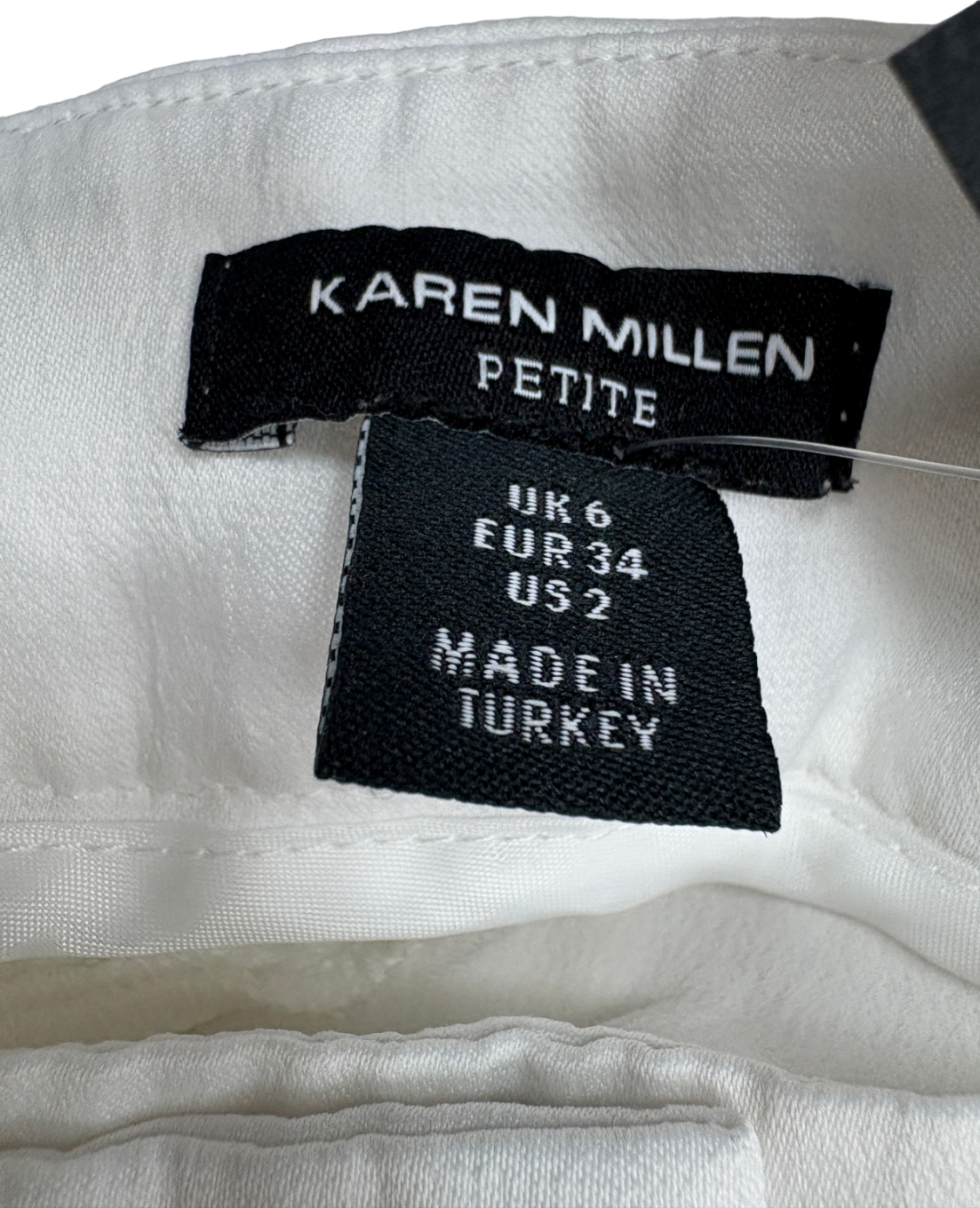 Karen Millen White Tailored Viscose Satin Back Crepe Wide Leg Trousers UK 6 PETITE