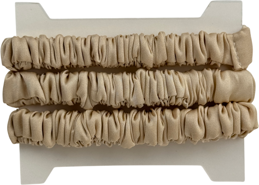 SILKI. Set Of 3 Luxury 100% Mulberry Silk Hair Scrunchies - Champagne Beige