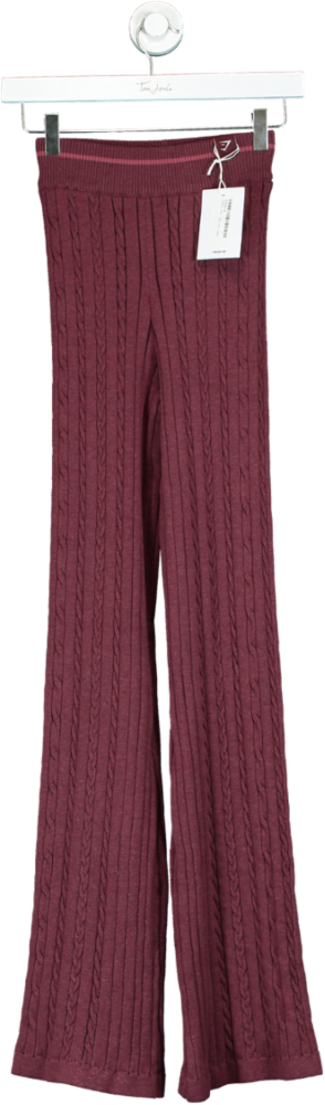 Gymshark Rich Maroon Marl Rest Day Cable Knit Pant UK XS