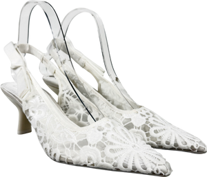 Lipsy White Bridal Standard Fit Slingback Bow Mid Heel Court Shoes UK 6 EU 39