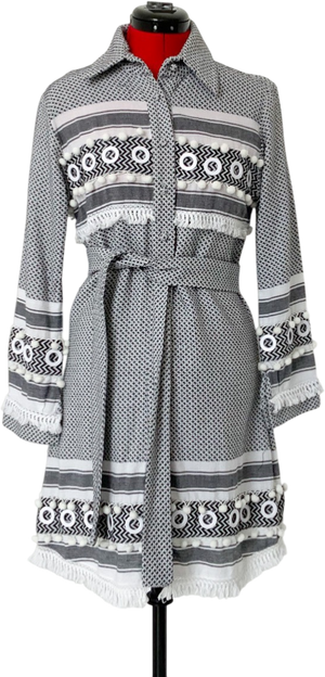 Dodo Bar Or Black & White Embroidered Belted Dress UK S
