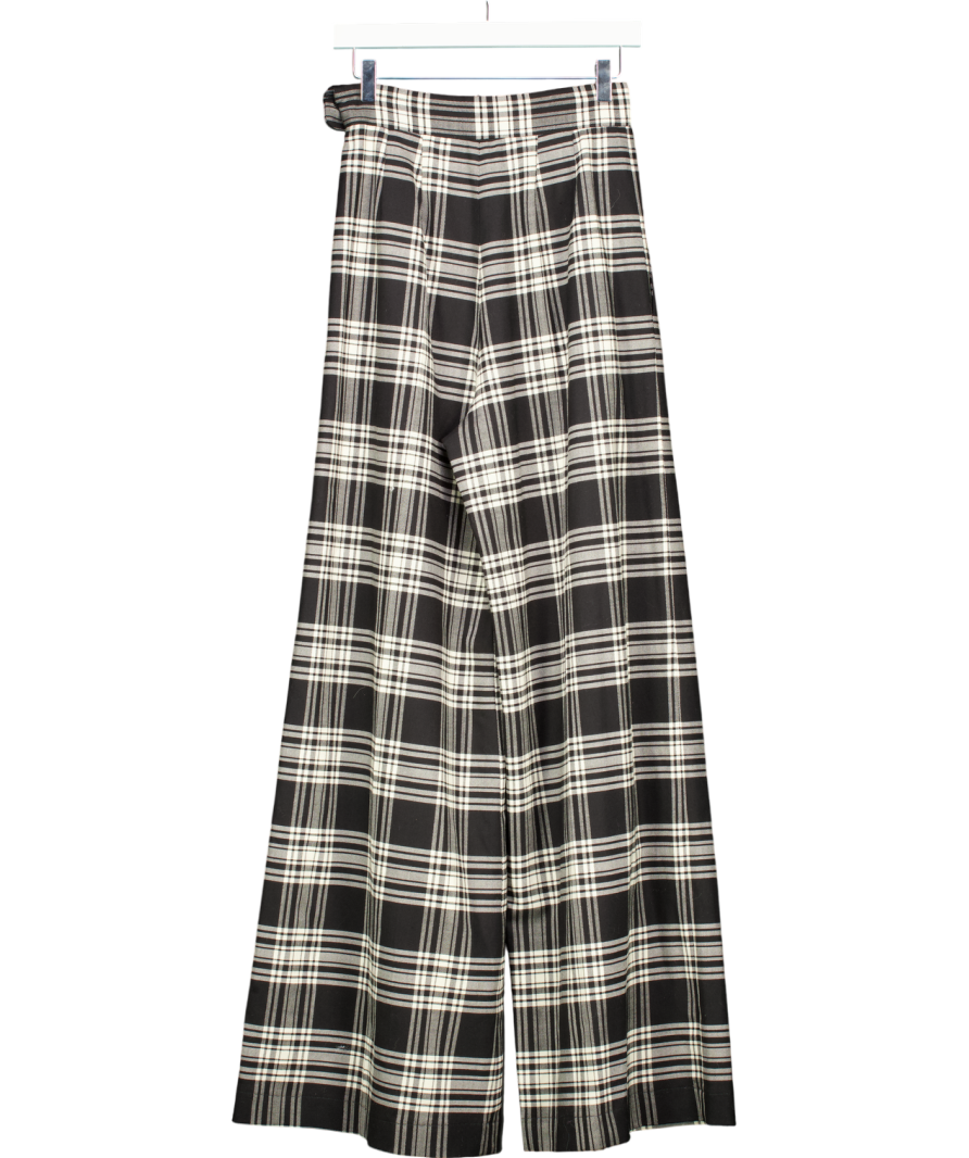 Brogger Black Wide Leg Checked Trousers UK 8