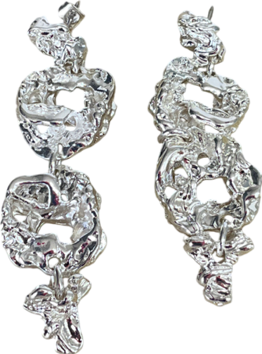 pilgrim Metallic Act Silver Statement Earrings