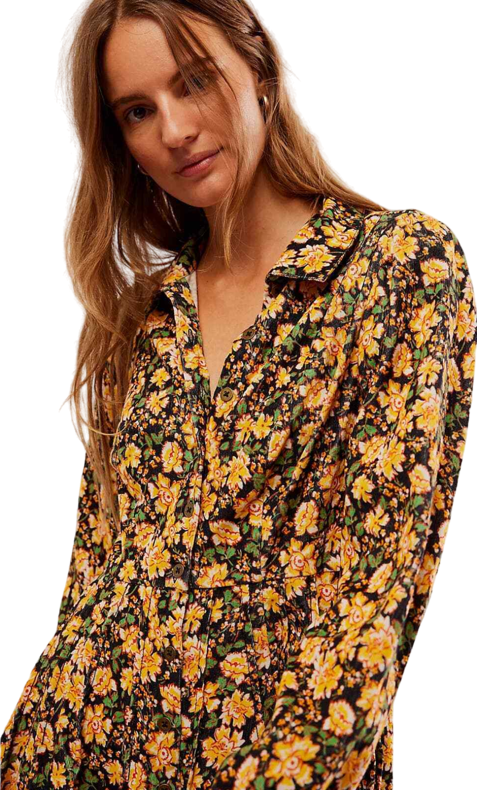 Free People Yellow Floral Marvelous Mia Mini Dress UK 6