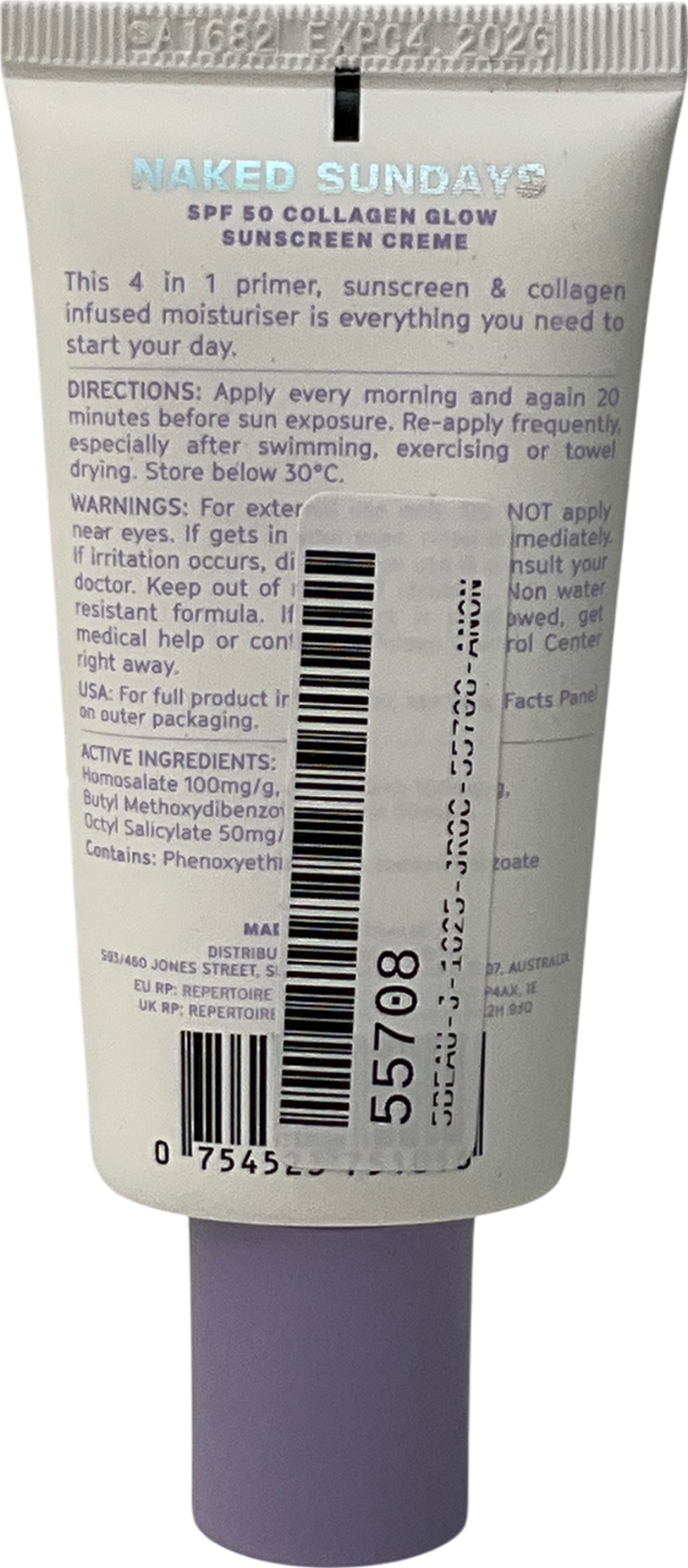 nakedsundays Spf50 Collagen Glow Crème 50ml