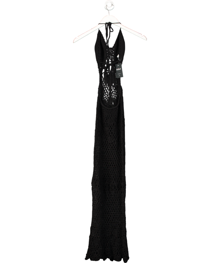 Lyla Wilde Black Crochet Maxi Dress Beach Cover Up UK XS/S