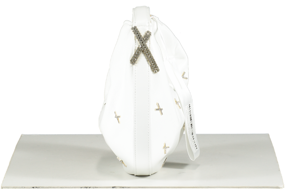 GENNY White Fortune Bag With X Applications And Rhinestones