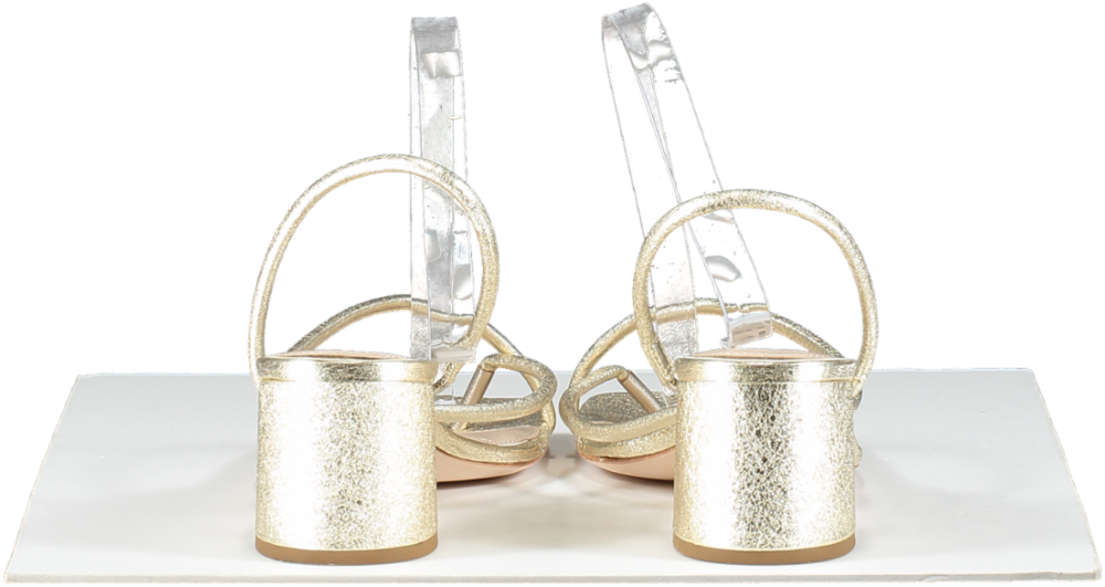 PAIGE Metallic Gold Leather Mid Heels UK 8 EU 41 👠