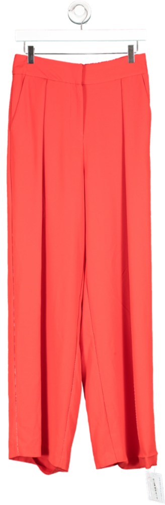 River Island Red Pleated Wide Leg Trousers UK 8