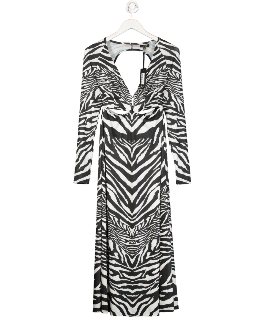 AFRM Black / White Zebra Print Cut Out Maxi Dress UK XS