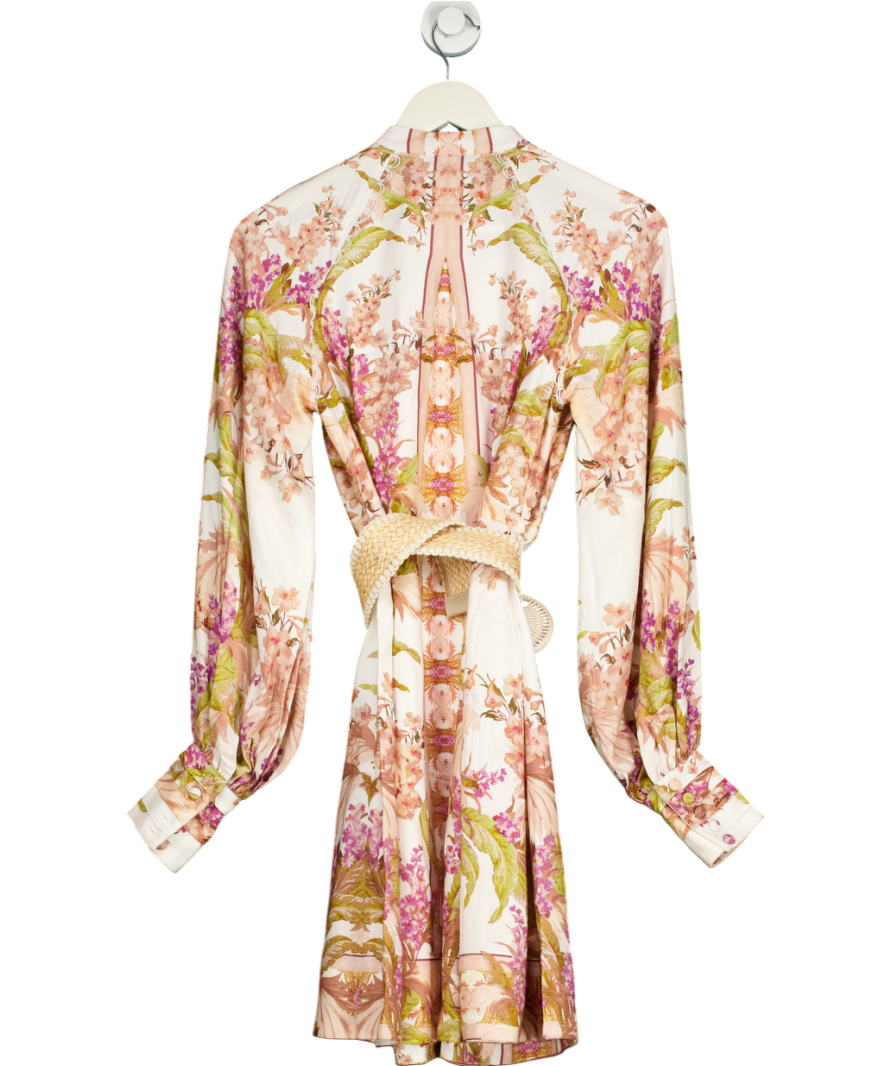 Karen Millen White Mirrored Floral Viscose Linen Mini Dress UK 8