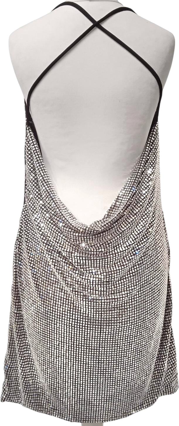 MACH & MACH Black Crystal Embellished Mini Dress With Bows. UK 8