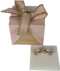 Nana Jacqueline Gold & Pearl Amor heart Earrings in gift box