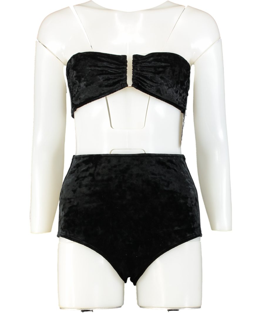 Mona Crushed Black Velvet Bikini UK S