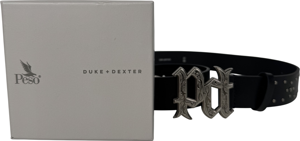 Duke + Dexter Black Peso Studded Belt UK S/M