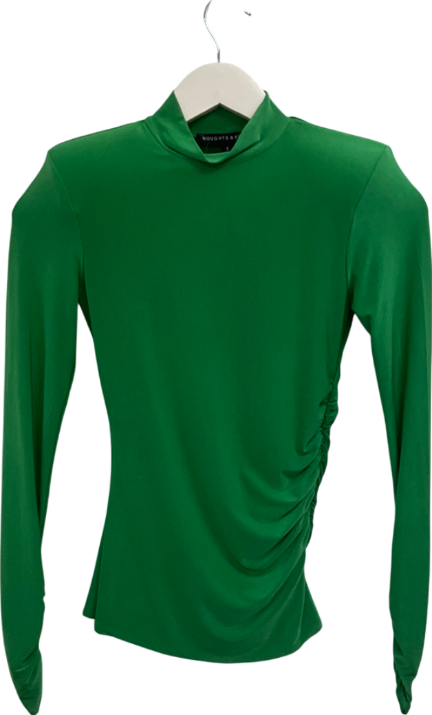 Noughts & Kisses Green Stretch Shoulder Pad Top UK S