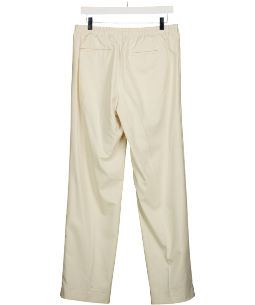 REISS Cream Ecru Arden Wide Leg Pleated Drawstring Trousers W30