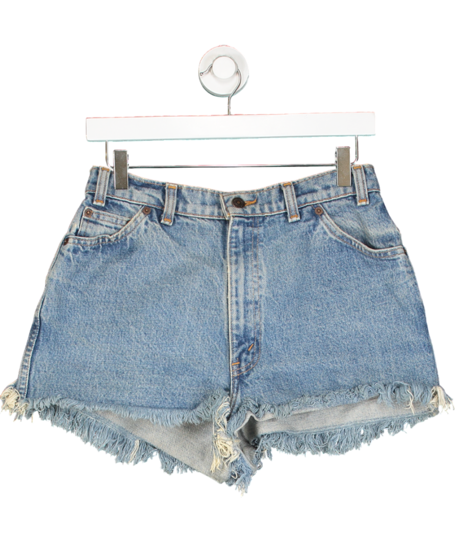 levis Blue Distressed Hem Denim Shorts W32