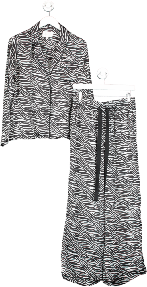 JimJam The Label Black Monochrome Satin Pyjama Set With Personalisation UK S/M