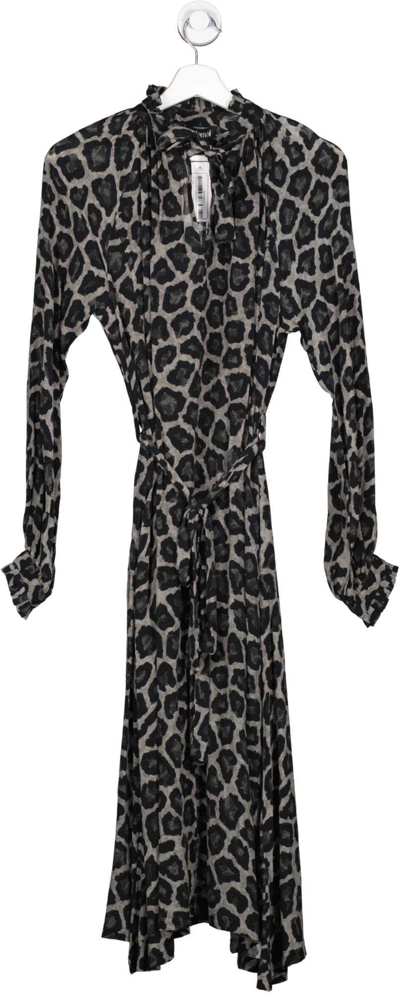 Rdalamal Grey Leopard Print Midi Dress UK 6