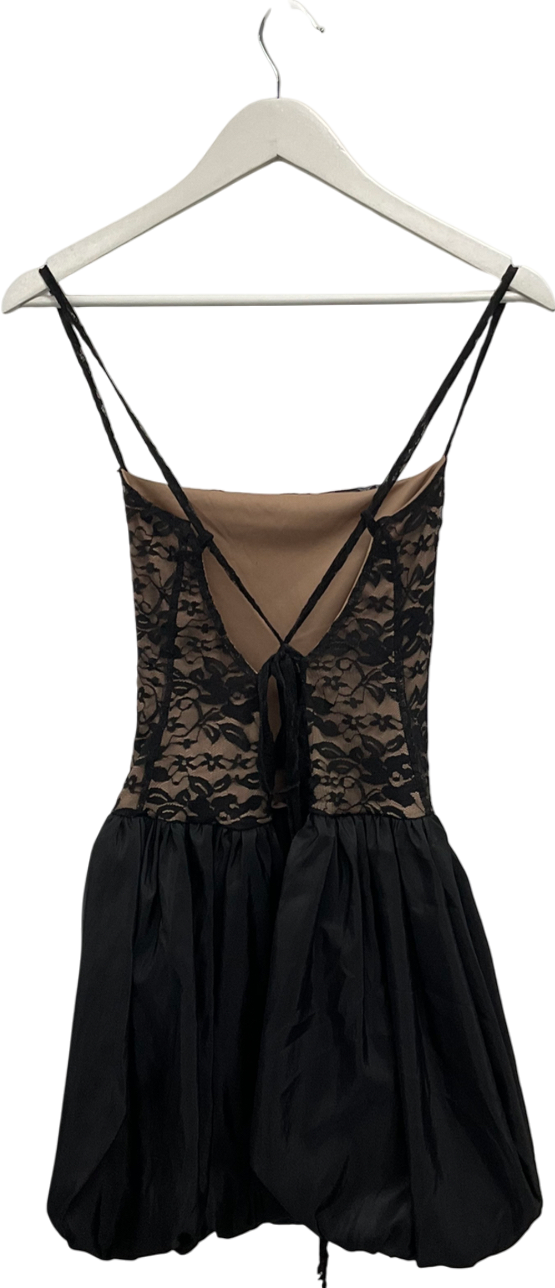 ASOS Black Lace Bodice Dress With Balloon Skirt UK M