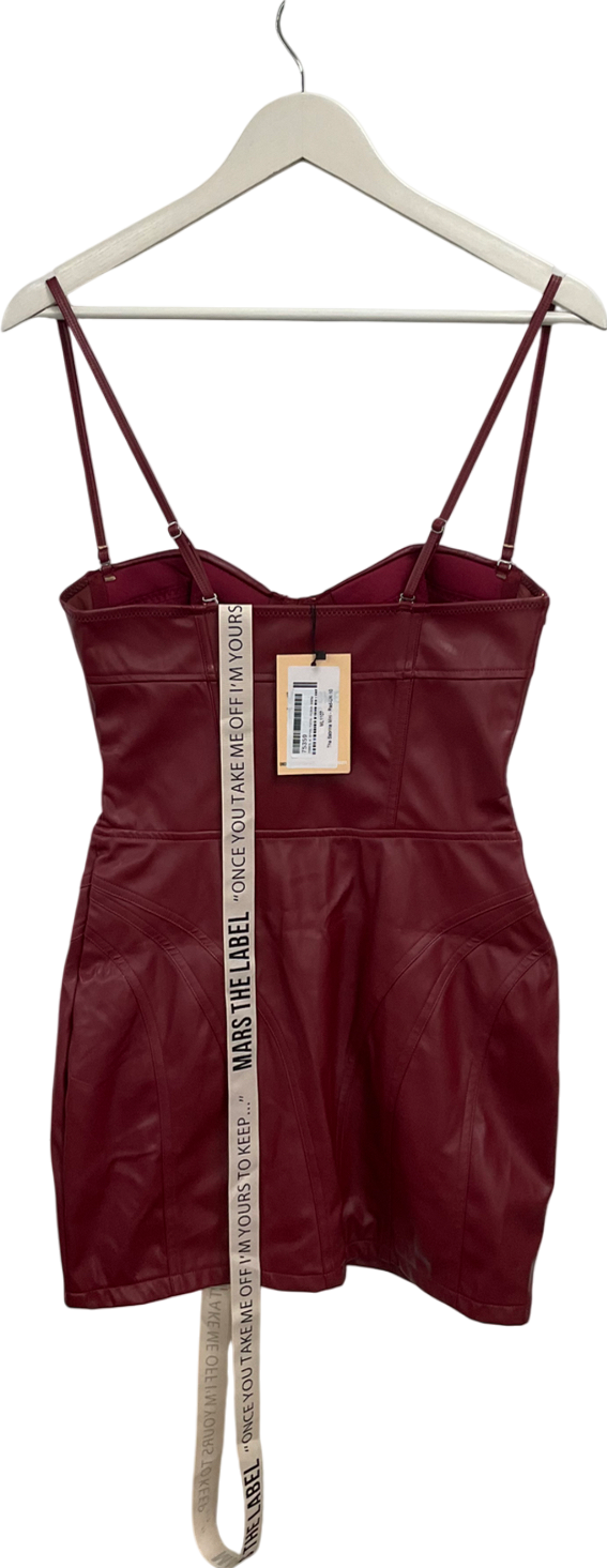Mars the Label Red The Sabrina Faux Leather Mini Dress UK 10