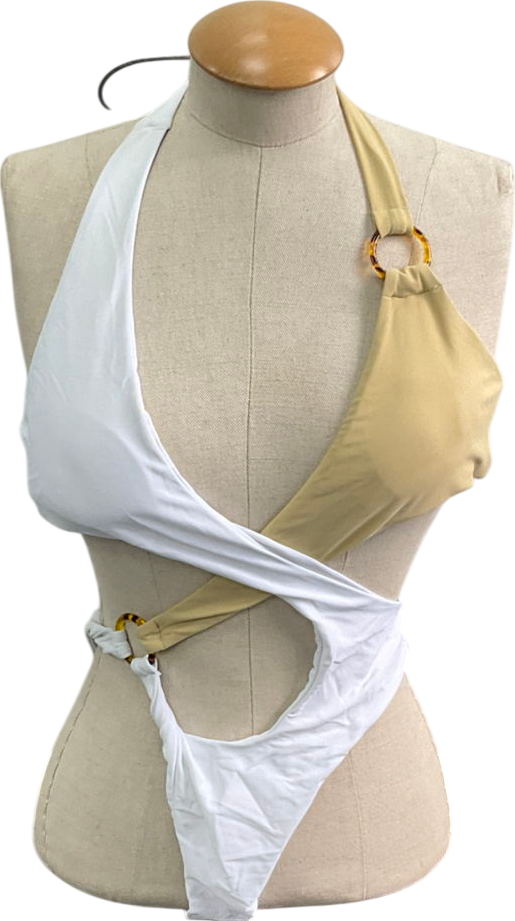 Mermaids White Cut Out One-piece Swimsuit UK M