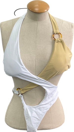 Mermaids White Cut Out One-piece Swimsuit UK M