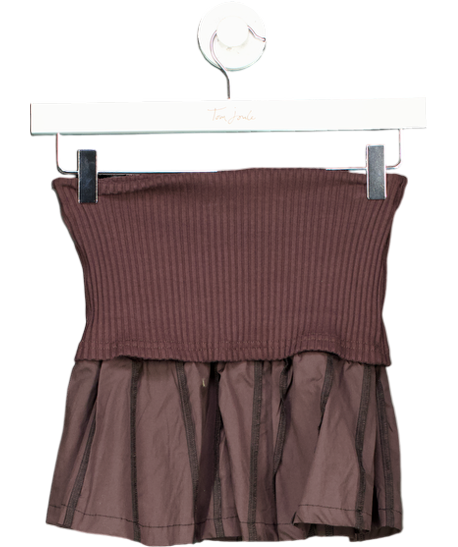Kernemilk Brown Fold Over Waist Mini Skirt UK XS