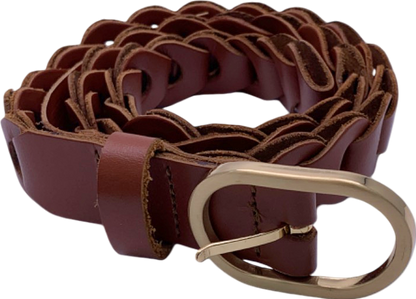 M&S Brown Woven Leather Belt XS