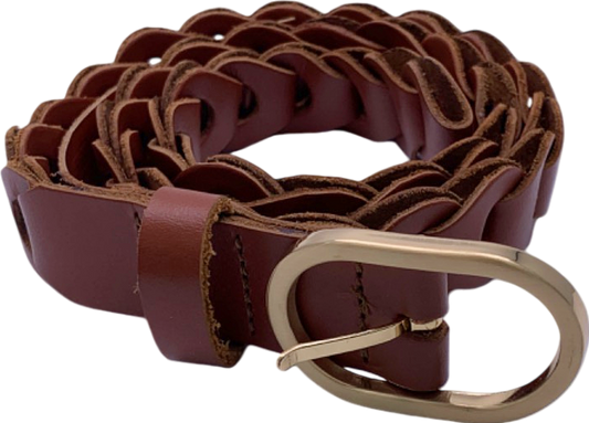 M&S Brown Woven Leather Belt XS