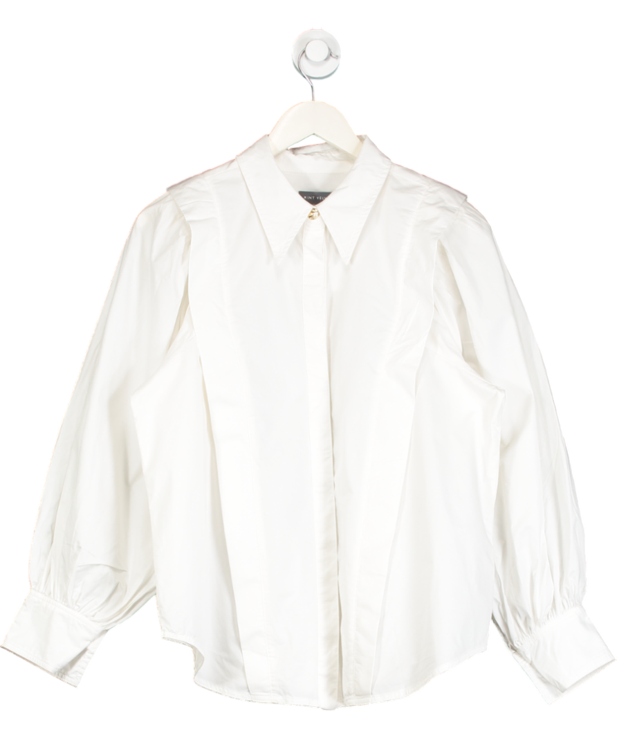 Mint Velvet Cream Cotton Puff Sleeve Shirt UK M