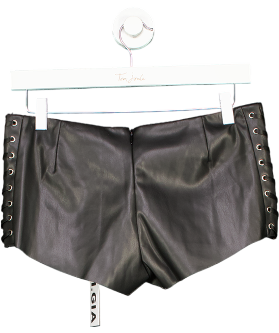I AM GIA Black Ramona Faux Leather Shorts UK S