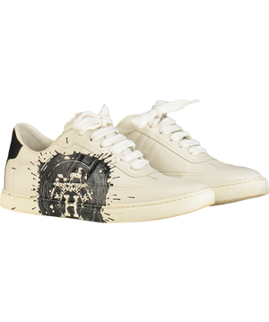 Hermès White White/ Black Quicker "H" Logo Trainers UK 2.5 EU 35.5