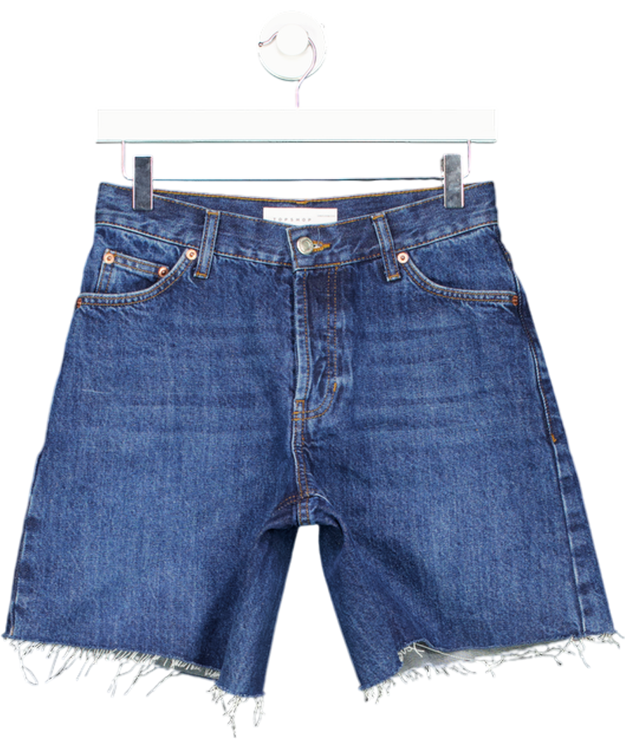 Topshop Mid Blue Denim High Waisted Shorts UK 8