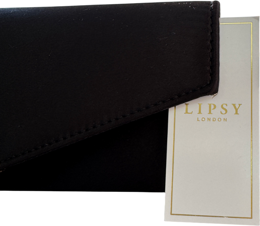 QUIZ Black Satin Gold Bar Clutch Bag With Chain Strap