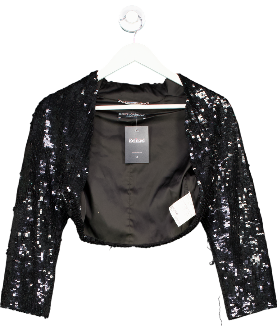 Dolce & Gabbana Black Silk Sequin Bolero IT 46 UK S