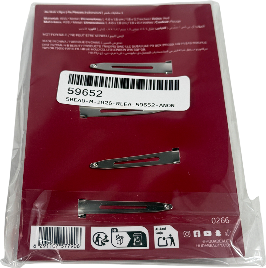 Huda Beauty Red X4 Hair Clips One Size