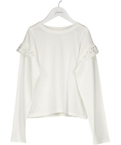 MANGO White T-shirt With Studded Ruffles 9 Years