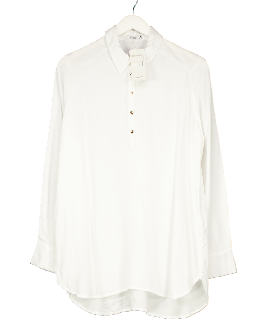 Reserved White Half Button Down Shirt UK 12