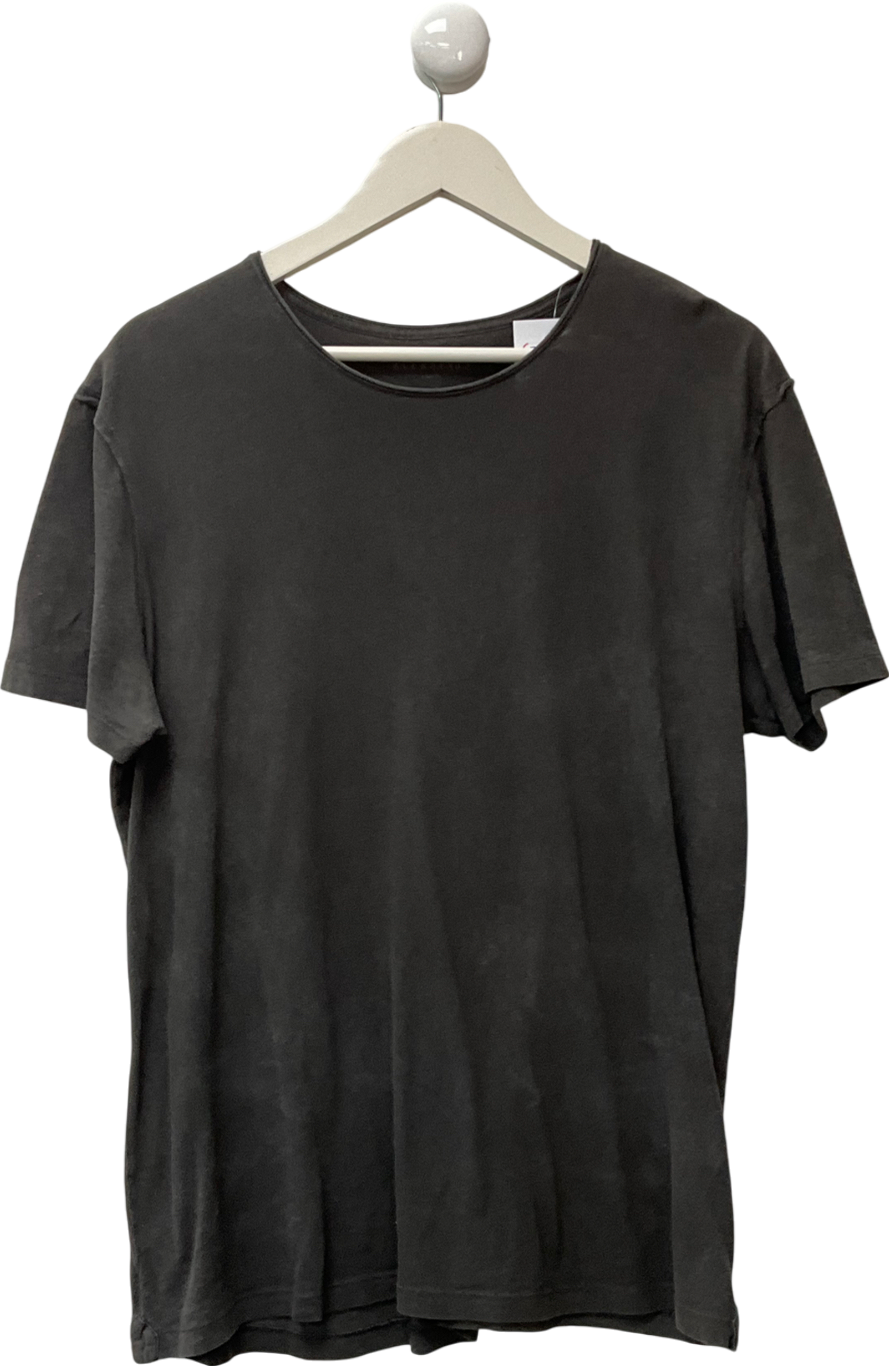 All Saints Grey Bodega Crew Neck Raw Edge T-shirt UK L