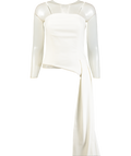 NADINE MERABI Faye White Draped  Satin Crepe Corset Top UK 10
