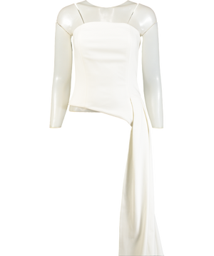 NADINE MERABI Faye White Draped  Satin Crepe Corset Top UK 10