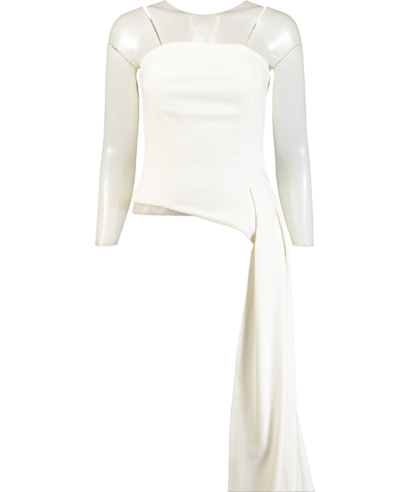 NADINE MERABI Faye White Draped  Satin Crepe Corset Top UK 10