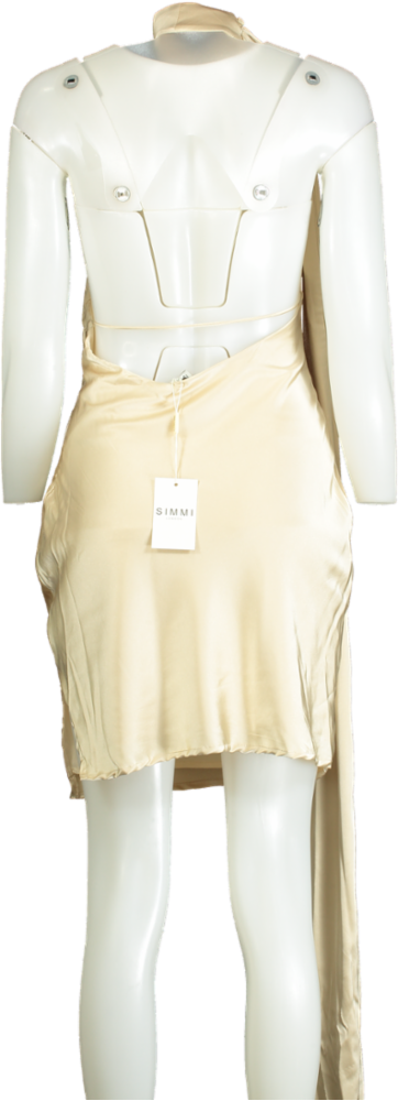 SIMMI Beige Halter Neck Satin Dress UK 10