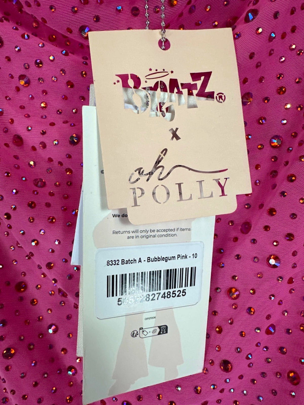 Oh Polly Embellished Lace-Up Off-Shoulder Mini Dress in Bubblegum Pink UK 10